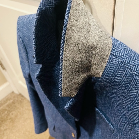 J. Crew Blue Herringbone Schoolboy Blazer with Gold Buttons - Picture 6 of 9